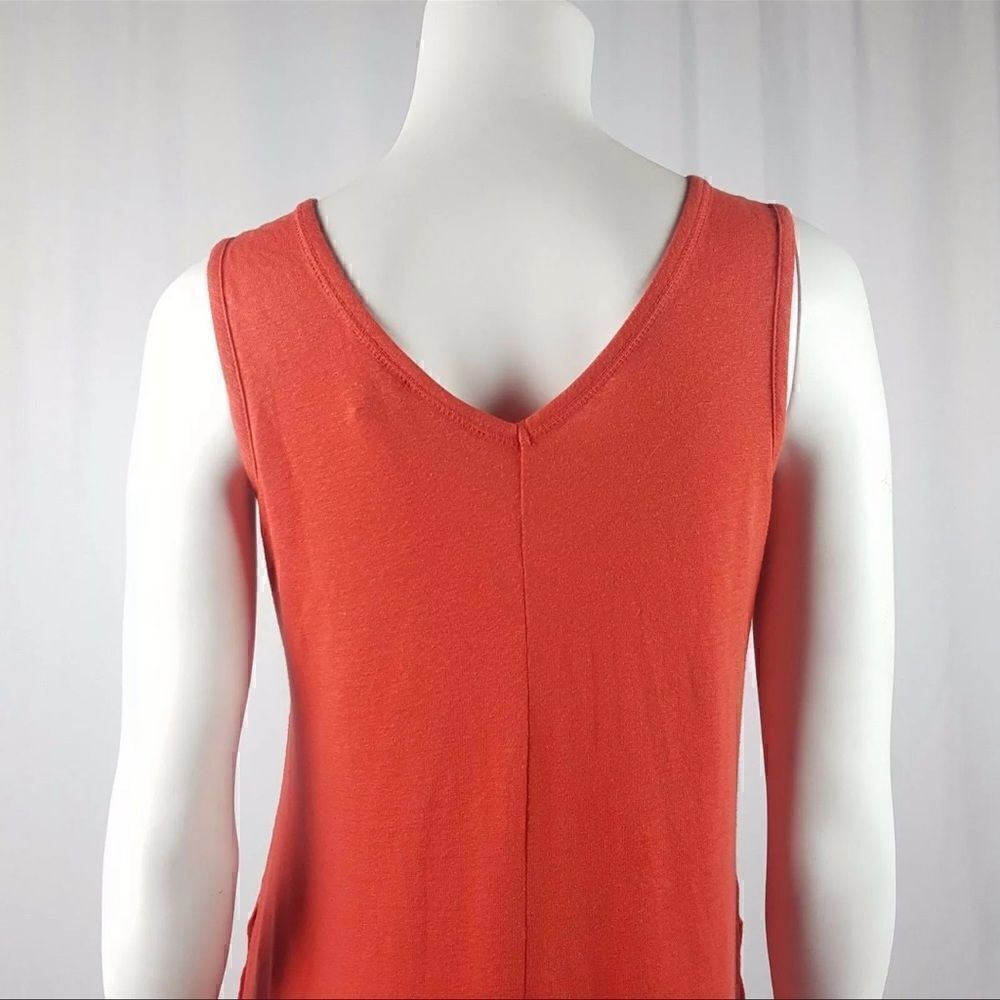 LOGO Lori Goldstein Size XS Orange Sleeveless Tank Top Stretch Midi Dress Lounge - Picture 6 of 9